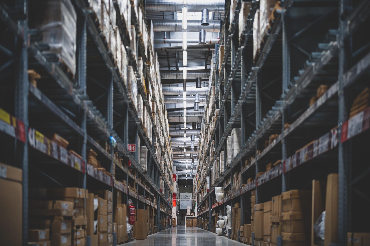 Modern warehouse shelves